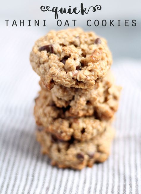 Vegan Oat Cookies, Healthy Biscuits, Gf Cookies, Tahini Cookies, Tahini Recipe, Pastas Recipes, Vegan Cookie, Quick Energy, Oat Cookies