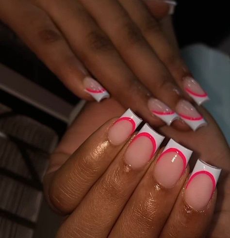 Cute Baddie Nails Short, Tapered Square Nails, Red Acrylic Nails, Colored Acrylic Nails, French Tip Acrylic Nails, Work Nails, Dope Nail Designs, Add Me On Snapchat, Classy Acrylic Nails