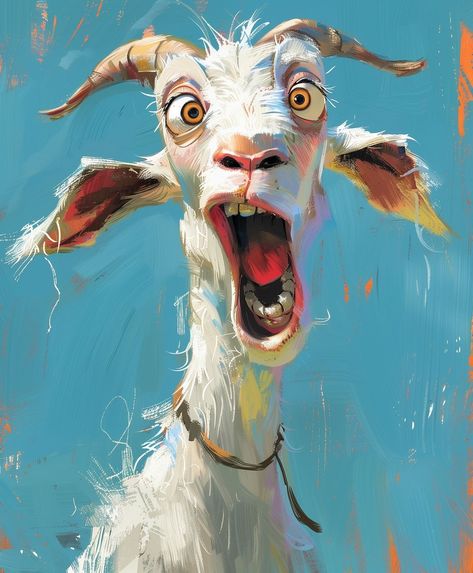 Hanzo (@hanzo.ai.art) • Fotos y videos de Instagram Funny Farm Animal Paintings, Animal Reference Photos For Artists, Goat Art Illustration, Funny Goat Pictures, Anniversary Painting, Whimsical Art Drawings, Pets Painting, Goat Drawing, Goat Picture