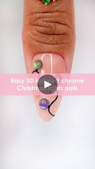 95K views · 14K reactions | Easy 3D Chrome Christmas Lights Nail Tutorial! 🎄✨💡 Want to recreate this festive look? Comment "CHRISTMAS" for a direct 🔗 to all the products! 

Save & share for festive nail inspo! 💅✨

Using @daily_charme: 
✨ Almond Medium Blush Charme Gel Extension Tips
✨ Chrome Effect Gel
✨ Stay Put No-Wipe Chrome Jewelry Gel / High Viscosity
✨ 3-in-1 Emerald Green Magnetic Chrome
✨ Gold Chrome
✨ 3-in-1 Indigo Blue Magnetic Chrome
✨ P01 Black Charme Gel Art Paint
✨ Art Liner Nail Art Brush
✨ Diamond Shine Top Coat

Ib: @nailsbypaular 
#christmasnails #holidaynails #chromenails #nailtutorial #festivenails #nailinspo #3dnails #nailartideas #naildesigns #diynails #nailtrends #holidaynailart #nailobsessed #nailgoals #dailycharme | Daily Charme Official 3d Christmas Nails, Chrome Christmas, Liner Nail Art, Chrome Jewelry, 3d Chrome, Xmas Art, Crazy Nail Art, Ongles Nails, Chrome Effect