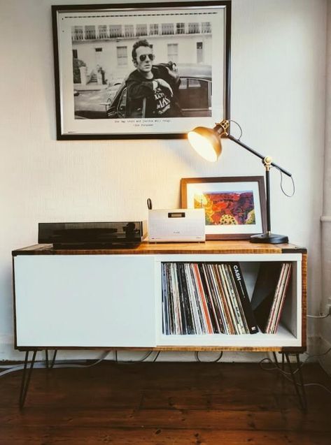 BESTÅ record player stand - IKEA Hack Record Player Stand Ikea, Besta Ikea, Ikea Desk Hack, Record Room, Turntable Stand, Record Player Stand, Ikea Besta, Ikea Hackers, Vinyl Record Storage