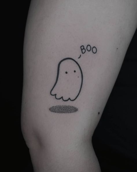 Boo Tattoo, Delicate Tattoos For Women, Save Photos, Magic Runes, Bunny Tattoos, White Ink Tattoo, Ghost Tattoo, Ghost Cartoon, Spooky Tattoos