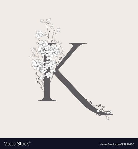 K Alphabet Design, K Logo Design Art, K Monogram Logo, Wildflower Logo, Decorative Alphabet Letters, Monogram K, Logo K, K Monogram, Childhood Memories Aesthetic