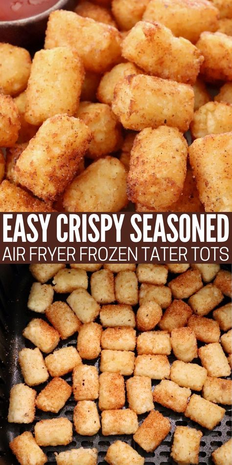 Make the best tots at home with this easy recipe for Air Fryer Tater Tots! Seasoned with my famous fry seasoning, frozen tater tots are transformed into a perfectly crispy, flavorful side dish that's easy to make in just 15 minutes. Frozen Tater Tots, Chicken Wing Seasoning, Fry Seasoning, Recipe For Air Fryer, Tater Tot Recipes, Bbq Side Dishes Recipes, Steak Side Dishes, Gluten Free Vegetarian Recipes, Potato Bites