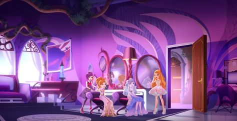 Ever After High Screencaps, Ramona Badwolf, Dexter Charming, Ashlynn Ella, Cerise Hood, High School Project, After High School, Raven Queen, Fantasy Background