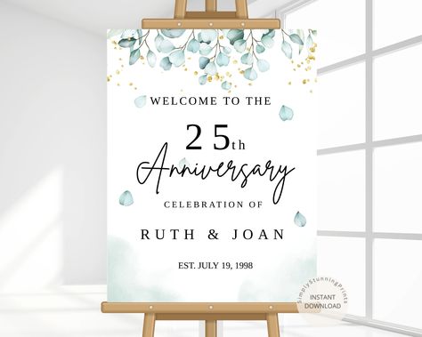 25th Wedding Anniversary Welcome Sign | Anniversary Welcome Board | 25th Anniversary Decoration | Digital Download Editable Welcome Poster by SimplyStunningPrints on Etsy 25th Wedding Anniversary Welcome Board, 25th Anniversary Welcome Board, Anniversary Welcome Board, Anniversary Welcome Sign, 25th Anniversary Decorations, Wedding Celebration Party, Anniversary Years, Anniversary Decoration, Welcome Board