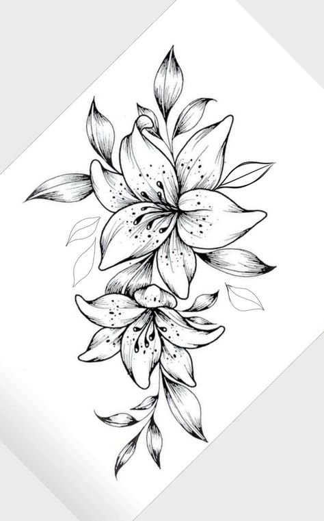 Tiger Lilly Tattoo Design, Tiger Lily Tattoos For Women, Lilly Tattoo Sleeve, Lilies Tattoo Design, Tattoos Stencils Outline, Lily Flower Tattoo Designs, Lily Tattoo Sleeve, Small Flower Tattoos For Women, Lilly Flower Tattoo