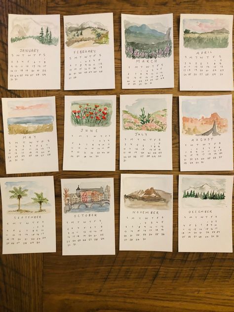 Excited to share this item from my #etsy shop: 2022 Desk Calendar original watercolor Watercolor Months Of The Year, How To Make Your Own Calendar, Framing Watercolor Art, Watercolor Crafts For Adults, Hand Painted Calendar, Watercolor Coastal Art, Watercolor Calendar Ideas, Painting For Brother, Handmade Calendar Ideas