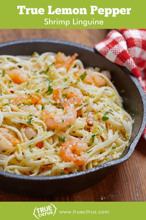 True Lemon Pepper Shrimp Linguine Chicken Linguine, Lemon Pepper Shrimp, True Lemon, Shrimp Linguine, Pepper Shrimp, Linguine Pasta, Steamed Vegetables, Pan Recipes, One Pan Meals