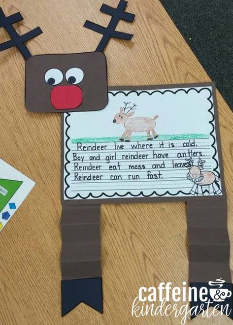 Isn't this reindeer writing craft... - Caffeine and Classy Reindeer Writing, Kindergarten Christmas, Kwl Chart, Christmas Lesson, Teaching Holidays, Christmas Teaching, Christmas Writing, Reindeer Craft, Winter Classroom