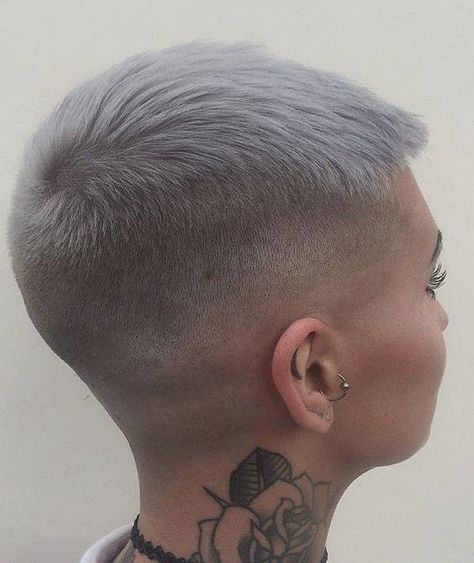 Pure perfection... Shaved Pixie Cut, Shaved Pixie, Short Fade Haircut, Fade Cut, Buzzed Hair, Girls Short Haircuts, Skin Fade, Really Short Hair, Very Short Haircuts