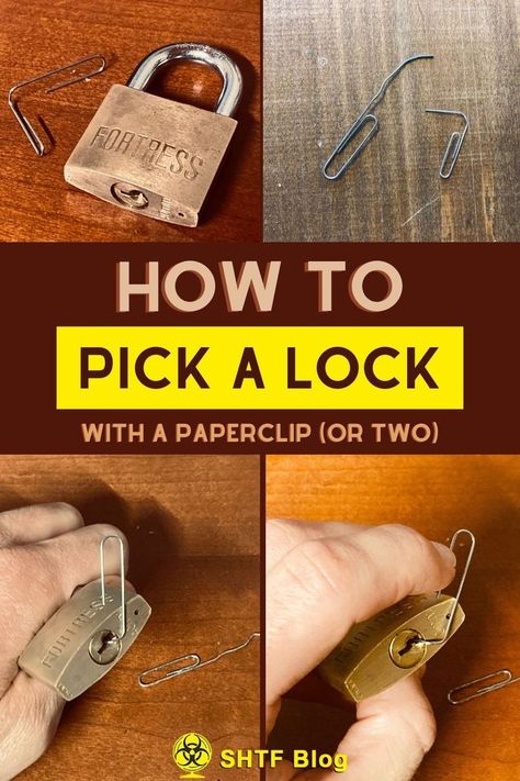 picking a lock with 2 paperclips Picking A Lock, How To Pick A Lock With A Paperclip, How To Pick A Lock With A Bobby Pin, How To Pick A Lock, How To Pick Locks, Lock Picking, Senior Pranks, Just Deal With It, Survival Skills Life Hacks