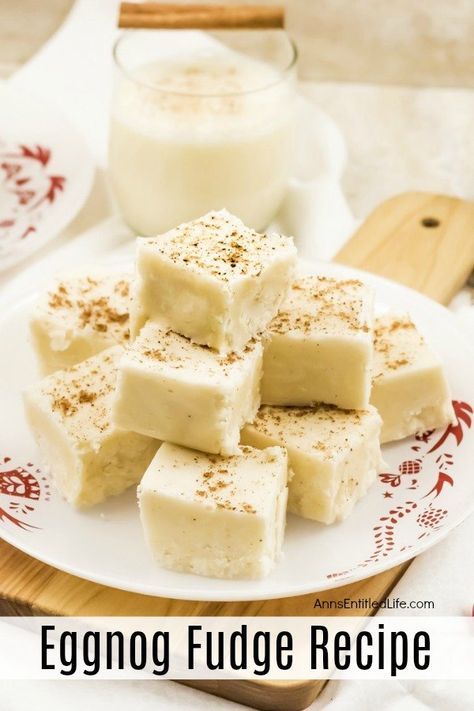 Eggnog Fudge Recipe. If you like the great taste of eggnog, you are going to love this fantastic eggnog fudge recipe. This sweet and creamy holiday fudge is perfect for homemade gift-giving, your holiday dessert tray, or a special treat for your family. This is one terrific fudge recipe. Eggnog Fudge Recipe, Fudge With Marshmallow Cream, Gingersnap Crust Recipes, Best Eggnog Recipe, Orange Fudge, Holiday Fudge Recipes, Nougat Recipe, Eggnog Fudge, Holiday Fudge