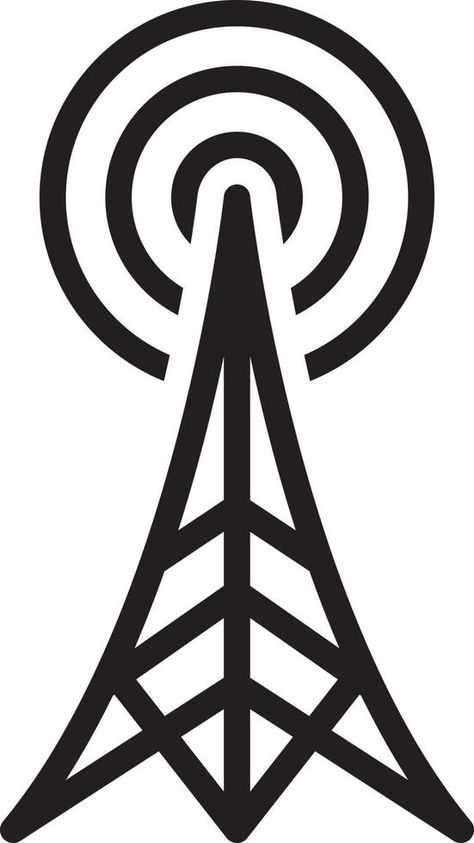 Line icon for radio tower Radio Tower Illustration, Tower Logo, Radio Logo, Communication Tower, Radio Tower, Radio Icon, Retro Logo, Line Icon, Radio Station