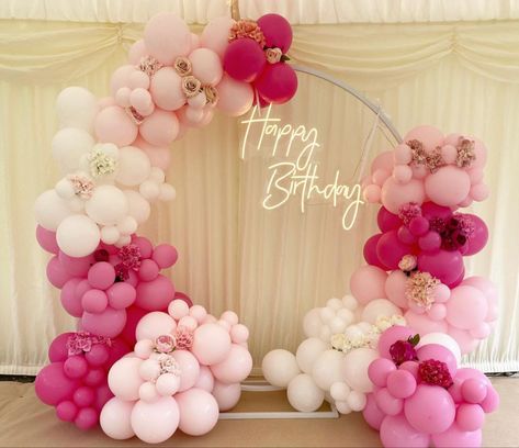 Circle Balloon Garland, Circle Backdrop With Balloons, 60th Birthday Party Decorations, Mothers Day Balloons, Circle Backdrop, Bridal Shower Backdrop, Diy Balloon Decorations, Birthday Balloon Decorations, Hello Kitty Birthday