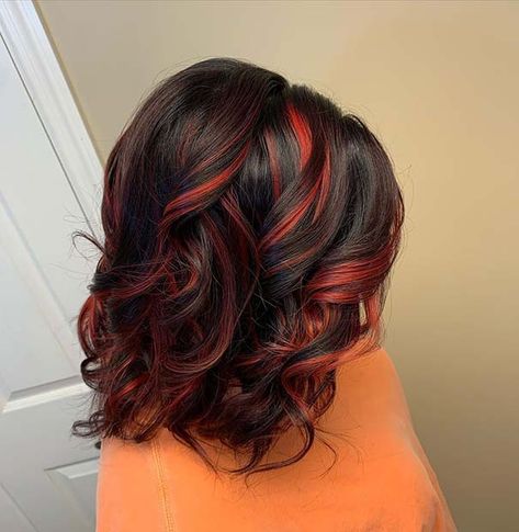 Black Hair With Red, Hair With Red Highlights, Black Hair With Red Highlights, Lighter Brown Hair, Color Blonde Hair, Chunky Blonde Highlights, Blonde Hair Dye, Hair Color Products, Dyeing Hair