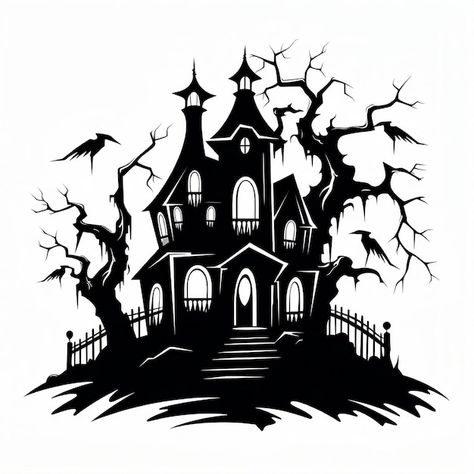 Halloween Silouette Drawings, Scary Silhouettes Shadows, Beetlejuice Bedroom, Haunted House Silhouette, Haunted House Clipart, Gothic Chair, Spooky Haunted House, Scooby Doo Images, Scary Houses