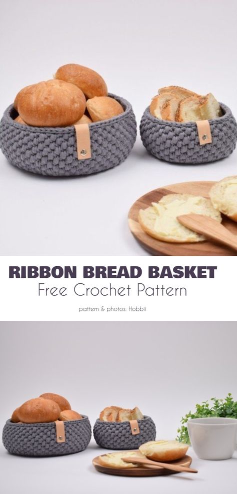 Bread Basket Free Crochet Patterns | Your Crochet Crochet Bread, Crochet Basket Tutorial, Crochet Basket Pattern Free, Yarn Basket, Proofing Baskets, Basket Crochet, Crochet Baskets, Crochet Fruit, Crochet Storage