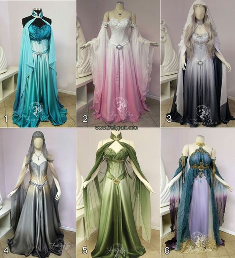 These are so cute! Gaun Abad Pertengahan, Fantasy Dresses, Fantasy Gowns, Medieval Dress, Fairytale Dress, فستان سهرة, Fantasy Dress, Fairy Dress, Cosplay Dress