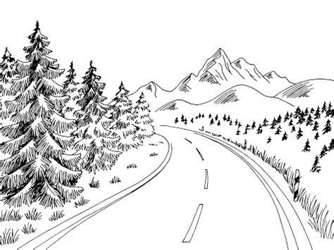 Mountain Background Drawing, Ski Background, Black White Landscape, Road Drawing, Road Graphic, Mountain Sketch, Harley Davidson Art, Mountain Background, Wrist Tattoos For Guys