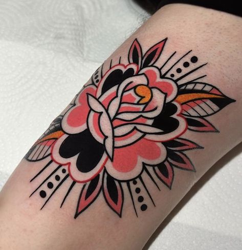 Traditional Hand Tattoo, Traditional Tattoo Flowers, Traditional Style Tattoo, New Tattoo Designs, Elbow Tattoos, Sweet Tattoos, Floral Tattoo Sleeve, Wings Tattoo, Black Ink Tattoos