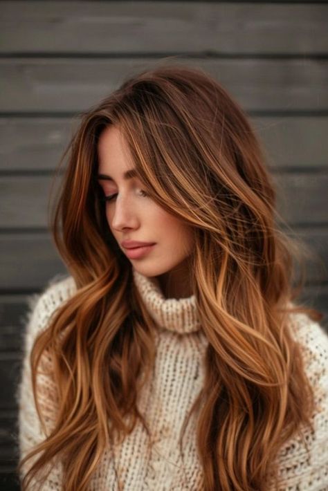 Bronze Caramel Hair, Hair Color Dark Blonde Caramel, Brown Hair With Caramel And Blonde, Fall Chestnut Hair Color, Caramel Chestnut Hair Color, Deep Autumn Balayage, Chestnut Hair With Caramel Highlights, Chestnut Hair Balayage, Rich Honey Brown Hair