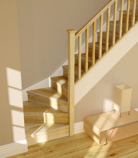 Pine staircase Winder Stairs, Stairs Cladding, Stair Kits, Stairs Renovation, Handrail Design, Building Stairs, Oak Stairs, Wood Staircase, Open Staircase