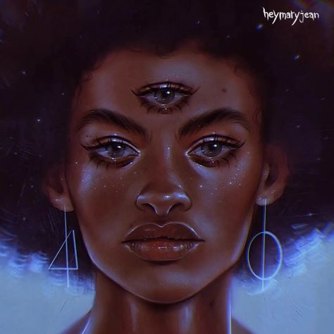 Tre - Swipe ⬅️ for the process — I love painting three eyes 👀 and I really enjoyed drawing the full eyebrows. I wish I had eyebrows like… Third Eye Art, Full Eyebrows, Afrocentric Art, Black Art Painting, Digital Portrait Art, Goddess Art, Women Art, Afro Art, Magic Art