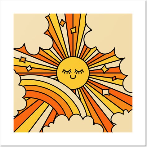 The Happiest Sun Retro Groovy 70s Orange Yellow -- Choose from our vast selection of art prints and posters to match with your desired size to make the perfect print or poster. Pick your favorite: Movies, TV Shows, Art, and so much more! Available in mini, small, medium, large, and extra-large depending on the design. For men, women, and children. Perfect for decoration. Yellow Poster, Yellow Art Print, 70s Orange, Groovy 70s, Retro Artwork, Happy Sun, Sun Art, Retro Groovy, Yellow Art