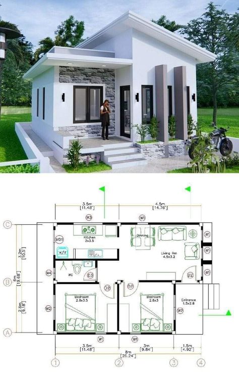 Small House Design Philippines, Small House Blueprints, Property Business, Bungalow Style House, Bungalow Style House Plans, Little House Plans, Affordable House Plans, Small House Layout, Two Story House