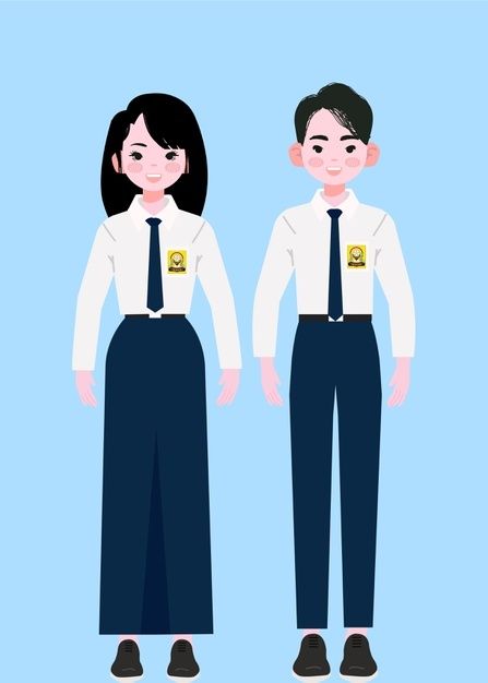 Students Illustration, College Uniform, Student Cartoon, School Wear, Cute Cartoon Drawings, Junior High School, Body Drawing, Apa Aja, Junior High