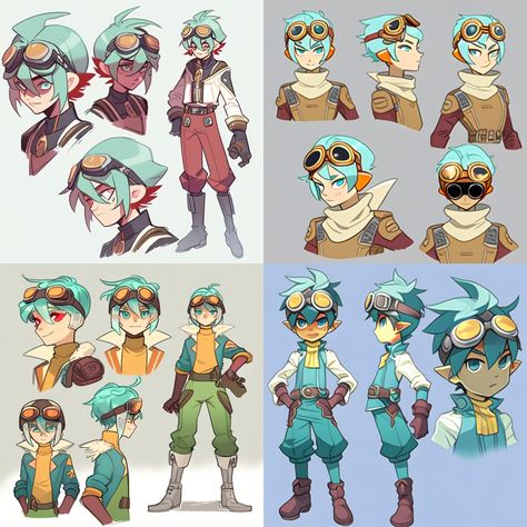 Goggle Character Design, Time Travel Character Design, Inventor Goggles, Goggles Drawing Reference, Explorer Character Design, Goggles Drawing, Robots Concept, Figure Drawing Reference, Robot Concept Art