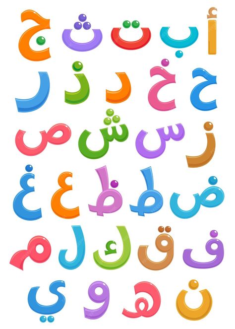 Premium Vector | Arabic alphabet set of arab abc 28 letters cartoon school education activity poster for kids Arabic Letters For Kids, Arabic Pictures, Alphabet Arabic, Motion Images, Arabic Alphabet Letters, College Graduation Cap Decoration, Wall Stickers Quotes, Arabic Letters, Writing Pictures