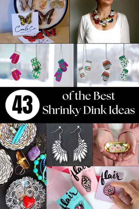 Shrinky dink crafts aren't just for kids, there are so many supercool ideas for adults. From funky jewelry, keepsakes, bowls and terrariums. All the crafts include easy to follow step by step tutorials and many of the shrink plastic creations would make fantastic gifts or are suitable to sell at craft fairs. If your looking for a modern twist on this craft then you have come to the right place. Shrink Crafts, Shrinky Dink Charms, Shrinky Dink Ideas, Vibrant Jewelry, Diy Shrink Plastic Jewelry, Shrinky Dink Art, Easy Jewelry Making Ideas, Diy Shrink Plastic, Shrinky Dink Crafts