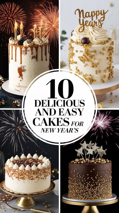 Celebrate in Style: 10 Stunning New Year's Cake Ideas | Beginner to Advanced New Year’s Eve Bundt Cake, New Year Cake Ideas 2025, 2025 Cake Design New Year, 2025 Cake Design, New Years Cake Ideas 2025, New Years Eve Cake Decorations, New Year Baking Ideas, New Years Cake Recipes, New Year Cake Design Ideas 2025