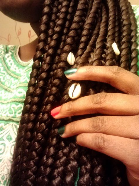 . Box Braids With Shells, Braids With Shells, Boho Box Braids, Senegalese Twists, Love Box, Box Braids, Shells, Braids, I Love