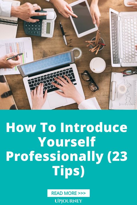 Discover 23 effective tips on how to introduce yourself professionally. From crafting the perfect elevator pitch to making a memorable first impression, this guide has got you covered. Elevate your networking game and leave a lasting impact with these expert strategies for self-introduction. Whether you're at a job interview, networking event, or meeting new clients, learn how to showcase your skills and personality with confidence. Master the art of professionalism starting from the very first Professionalism In The Workplace, Work Etiquette, Psychology Terms, Elevator Pitch, Friendship And Dating, Introduce Yourself, Mean To Be, Life Questions, Job Resume