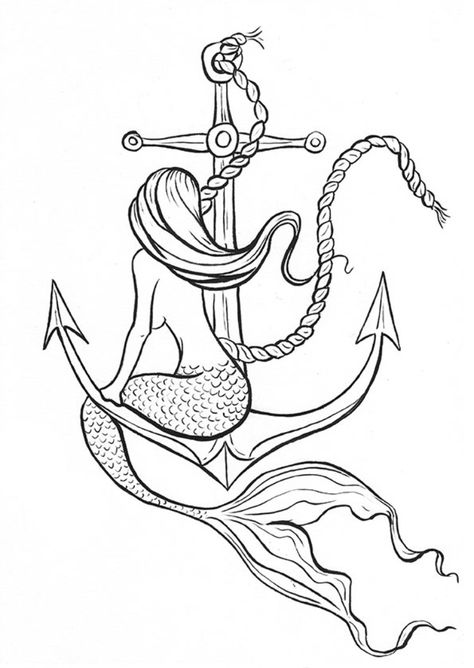 Tattoo idea? Mermaid Anchor Tattoo, Anker Drawing, Tattoo Painting, Mermaid Tattoo Designs, Tattoos Mandala, Mermaid Artwork, Tattoo Outline Drawing, Anchor Tattoos, Drawing Stencils