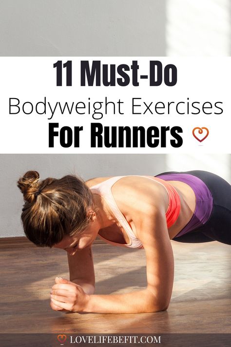 These must-do bodyweight exercises for runners will help you build a powerful runner's body - run stronger, longer and stay injury-free. Essential strength training for runners - find out more... Power Training Workout, Strength Exercises For Runners, Workouts For Runners, Strength For Runners, Running Exercises, Exercises For Runners, Runners Body, Marathon Prep, Bodyweight Strength Training