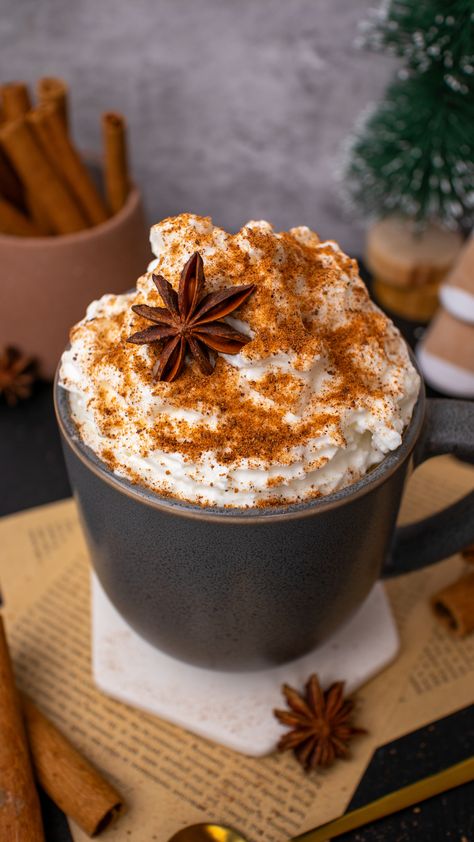 Eggnog Latte Praline Syrup Recipe, Starbucks Chestnut Praline, Eggnog Latte Recipe, Dairy Free Whipped Topping, Dairy Free Egg Nog, Homemade Starbucks, Pralines And Cream, Eggnog Latte, Starbucks Holiday Drinks