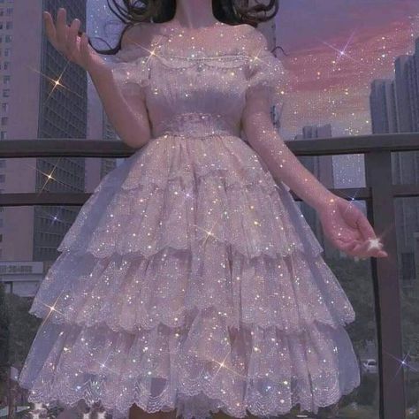 Aesthetic Glitter Dress, Pink Glitter Dress, Sparkle Wedding Dress, Aesthetic Dress, Princess Core, Fantasy Dresses, Pastel Pink Aesthetic, Fairytale Dress, Princess Aesthetic