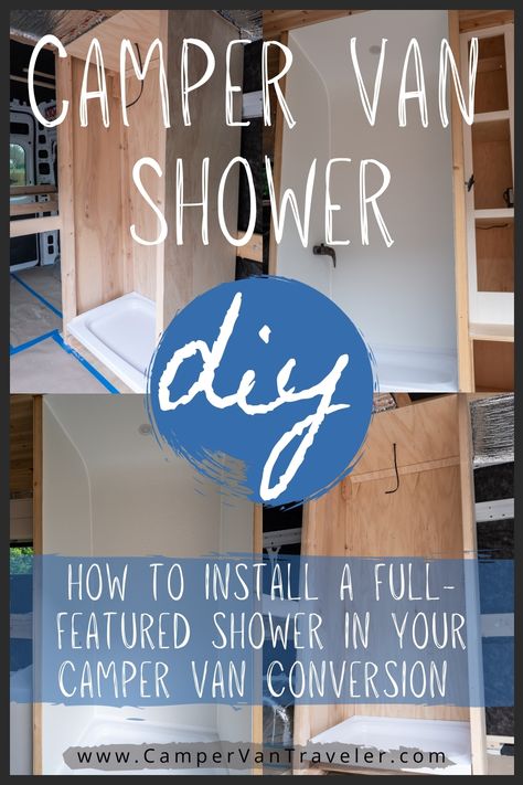 Replacing Shower In Camper, Camper Shower Remodel, Replace Tub With Shower, Camper Van Bathroom, Van Conversion Shower, Crafter Conversion, Utility Trailer Ideas, Van Bathroom, Camper Van Shower