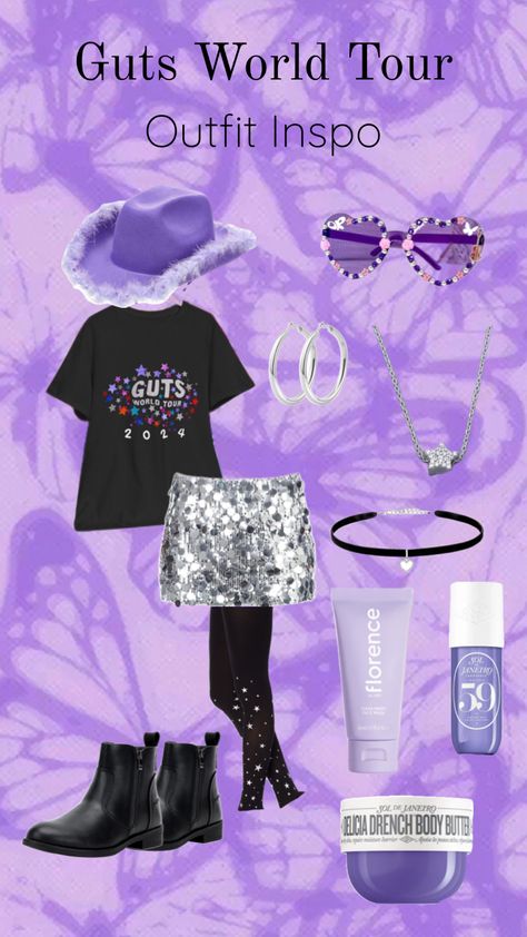 Guts World Tour Outfit Inspo 💜 #guts #gutsworldtour #oliviarodgrigo #oliviarodrigogutstour World Tour Outfits, Guts Outfit, Tour Outfits, Concert Fits, Body Butter, World Tour, Concert, Outfit Inspo