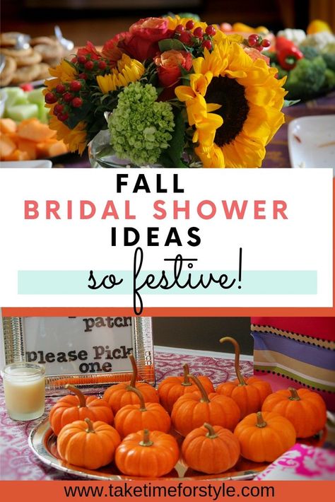 These GORGEOUS fall bridal shower ideas are sure to make any bride to be swoon! From mini pumpkin favors to festival fall floral arrangements, these easy bridal shower ideas are save worthy! Fall Floral Bridal Shower Ideas, September Bridal Shower Themes, Pumpkin Bridal Shower Ideas, Fall Wedding Shower Decorations, September Bridal Shower Ideas, October Bridal Shower Ideas, Fall Themed Bridal Shower Ideas, Fall In Love Bridal Shower Ideas, Fall Bridal Shower Themes