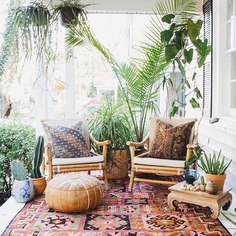 Bohemian Porch, Design Per Patio, Bohemian Patio, Balkon Decor, Bohemian Outdoor, Boho Patio, Bohemian Garden, Boho Styl, Tropical Home Decor