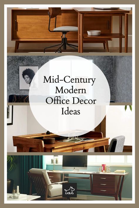 "Elevate Your Workspace with Mid-Century Modern Flair": Transform your office into a stylish, productive haven with Mid-Century Modern decor. This pin offers inspiration for sleek, wooden desks, ergonomic yet chic office chairs, and geometric shelving units. Learn how to incorporate retro color palettes and minimalist art pieces to create a space that's both functional and aesthetically pleasing. Midcentury Modern Office Ideas, Mcm Office Ideas, Mid Century Office Design, Home Office Mid Century Modern, Mid Century Office Ideas, Mid Century Modern Office Design, Geometric Shelving, Mid Century Modern Office Furniture, Mid Century Home Office