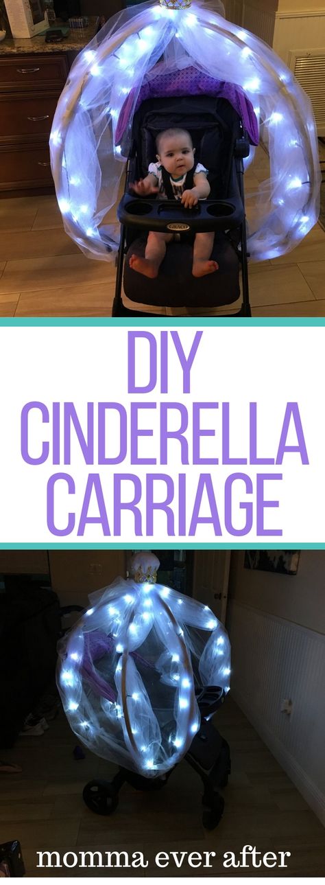 Cinderella Stroller Carriage Diy, Diy Cinderella Carriage, Babies First Halloween, Cinderella Pumpkin Carriage, Baby Cinderella, Carriage Stroller, Silver Spray Paint, Cinderella Pumpkin, Princess Carriage