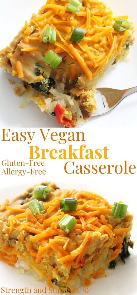 Veggie Breakfast Casserole, Savory Brunch Recipes, Savory Brunch, Easy Vegan Breakfast, Gluten Free Casserole, Vegan Breakfast Casserole, Vegan Brunch Recipes, Vegan Gluten Free Breakfast, Egg Free Breakfast