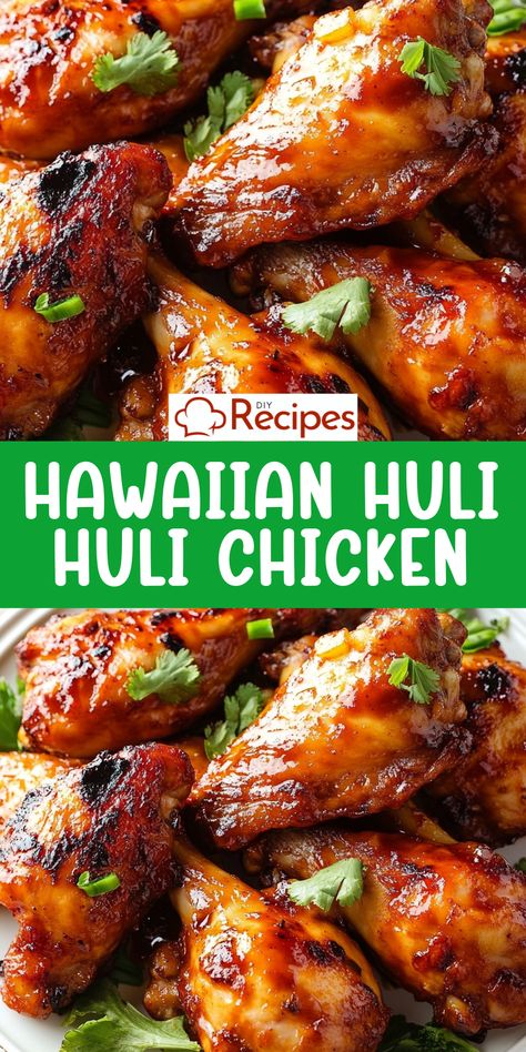 Make this Hawaiian Huli Huli Chicken at home! Juicy chicken thighs marinated in a delicious blend of pineapple, soy, and ginger. Hulk Huli Chicken, Hui Hui Chicken Hawaiian, Hawaiian Garlic Chicken, Hawaiian Chicken Thighs, Shoyu Chicken Recipe Hawaii, Pineapple Chicken Thighs, Hawaiian Huli Huli Chicken, Hawaii Chicken, Hawaiian Pineapple Chicken