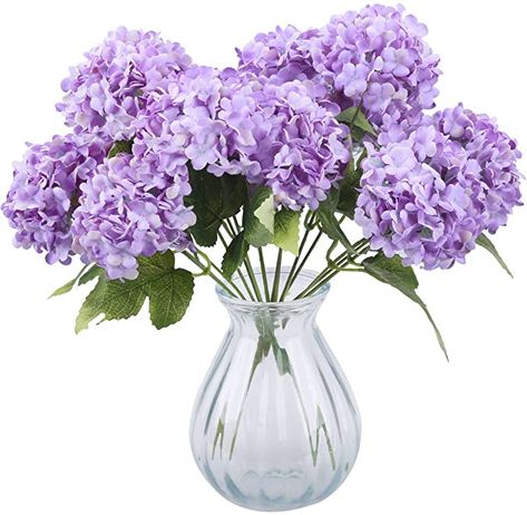 Amazon.com: Greentime Tiny Artificial 7 Heads Hydrangea Bouquet Faux 13 Inches Mini Silk Hydrangea Flowers for Wedding Home Table Centerpiece Party Decoration (Purple): Kitchen & Dining Centerpiece Party, Patio Decor Ideas, Table Centerpieces For Home, Purple Kitchen, Boho Patio, Flowers For Wedding, Hydrangea Bouquet, Silk Hydrangeas, Artificial Bouquet